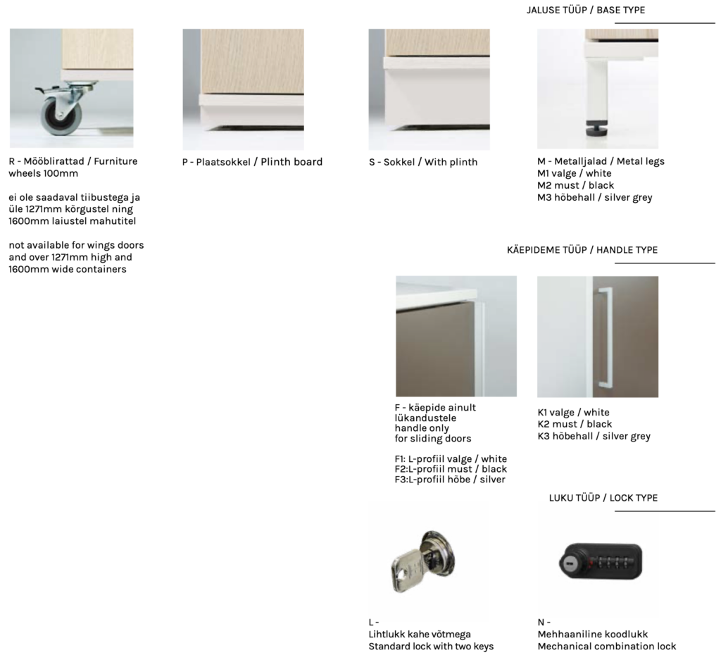 dokumendikapid serie jalused ja käepidemed