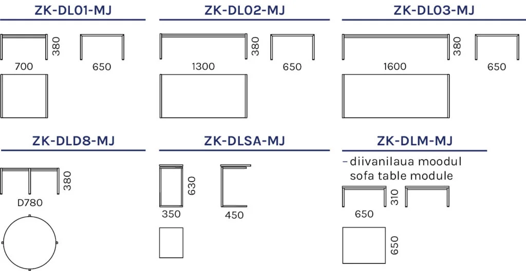 diivanilaud zeeta mõõtmed