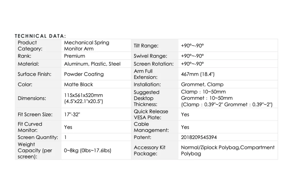 monitorihoidja mõõtmed