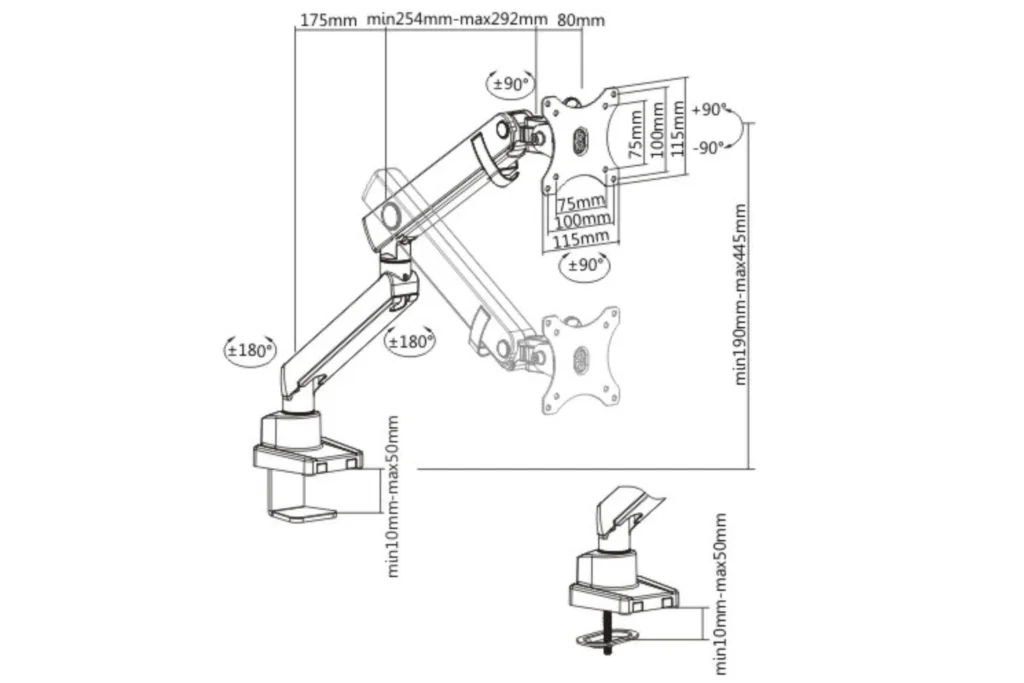 monitorihoidja mõõtmed